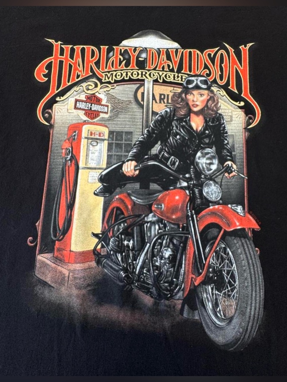 Harley-Davidson Black T-Shirt with Orange Motorcycle Graphic